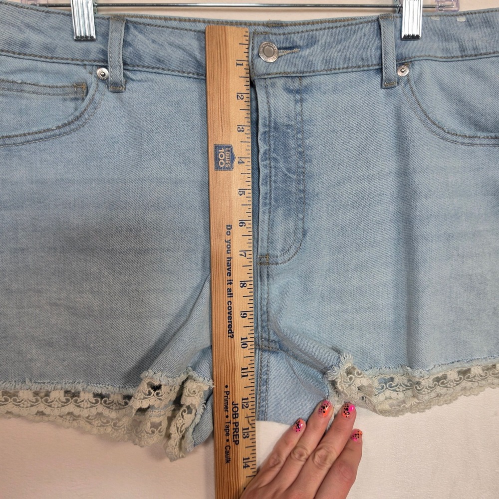NoBo Denim Shorts Womens 16 Light Blue Boho Crochet Coquette Festival Coastal - Picture 14 of 16